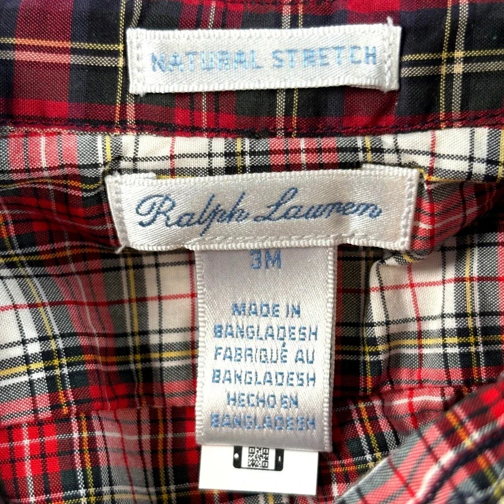 Ralph Lauren Plaid Button Down‎ Shirt Kids 3M Multi Color Patchwork Pony Logo